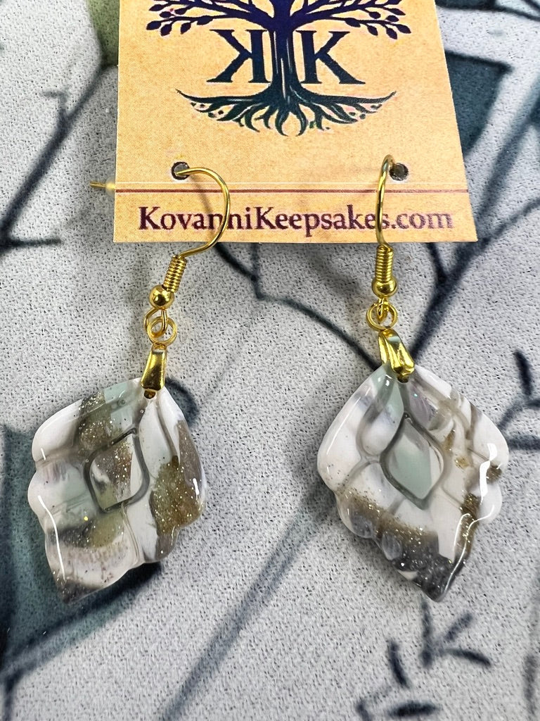 White, Gray & Translucent Clay Dangle Earrings