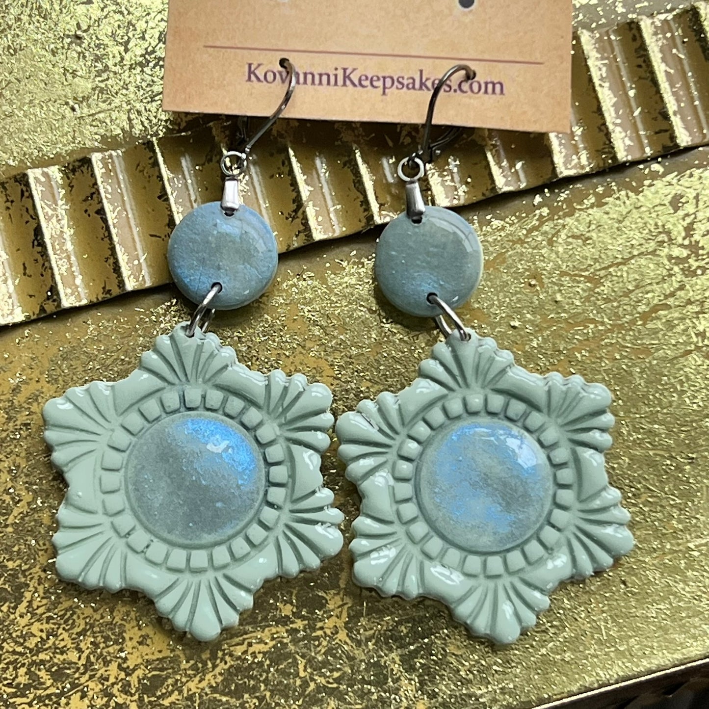 Iridescent Floral Dangle Earrings