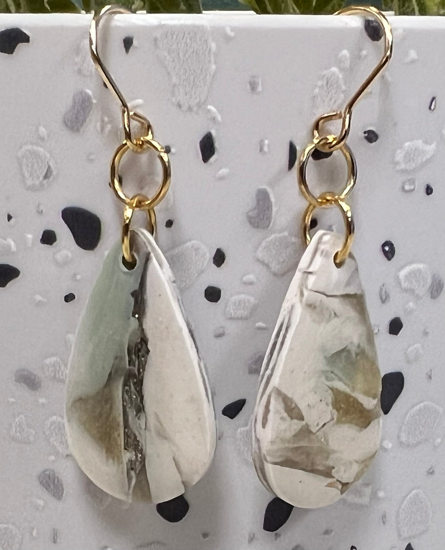 Marbled Neutral Teardrop Earrings