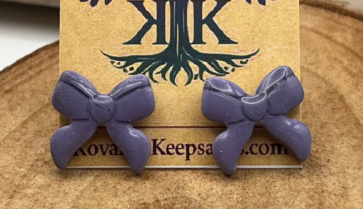 Purple Bow Stud Earrings