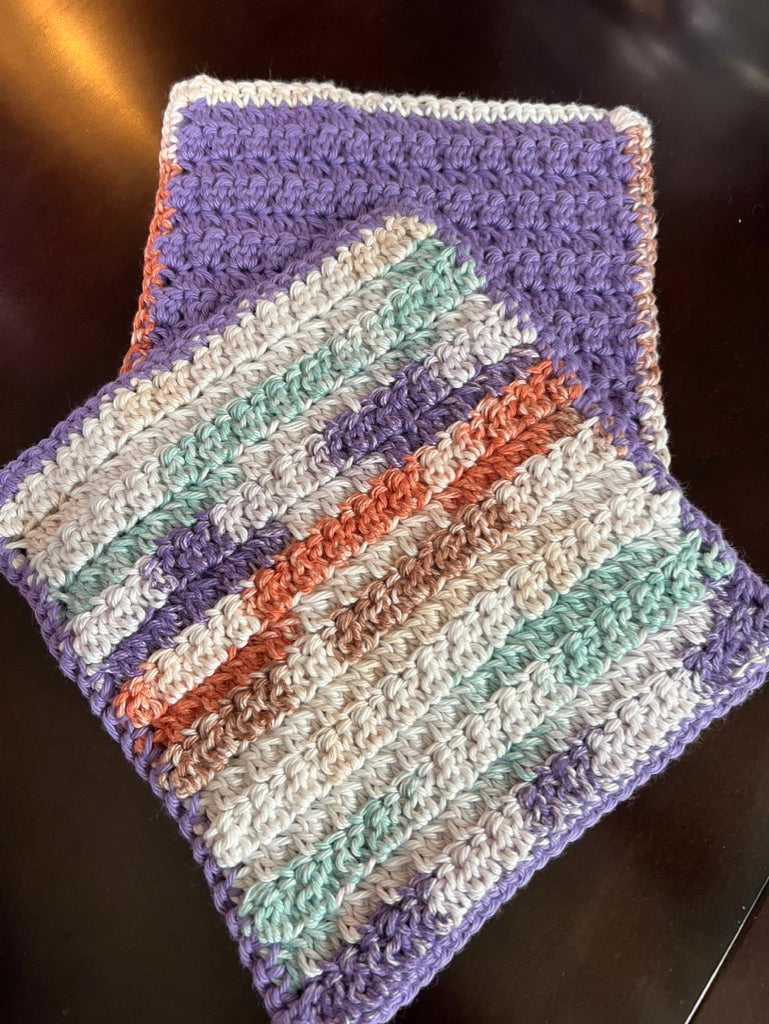 🧶 Hand‑Crocheted Washcloths — 100% Cotton