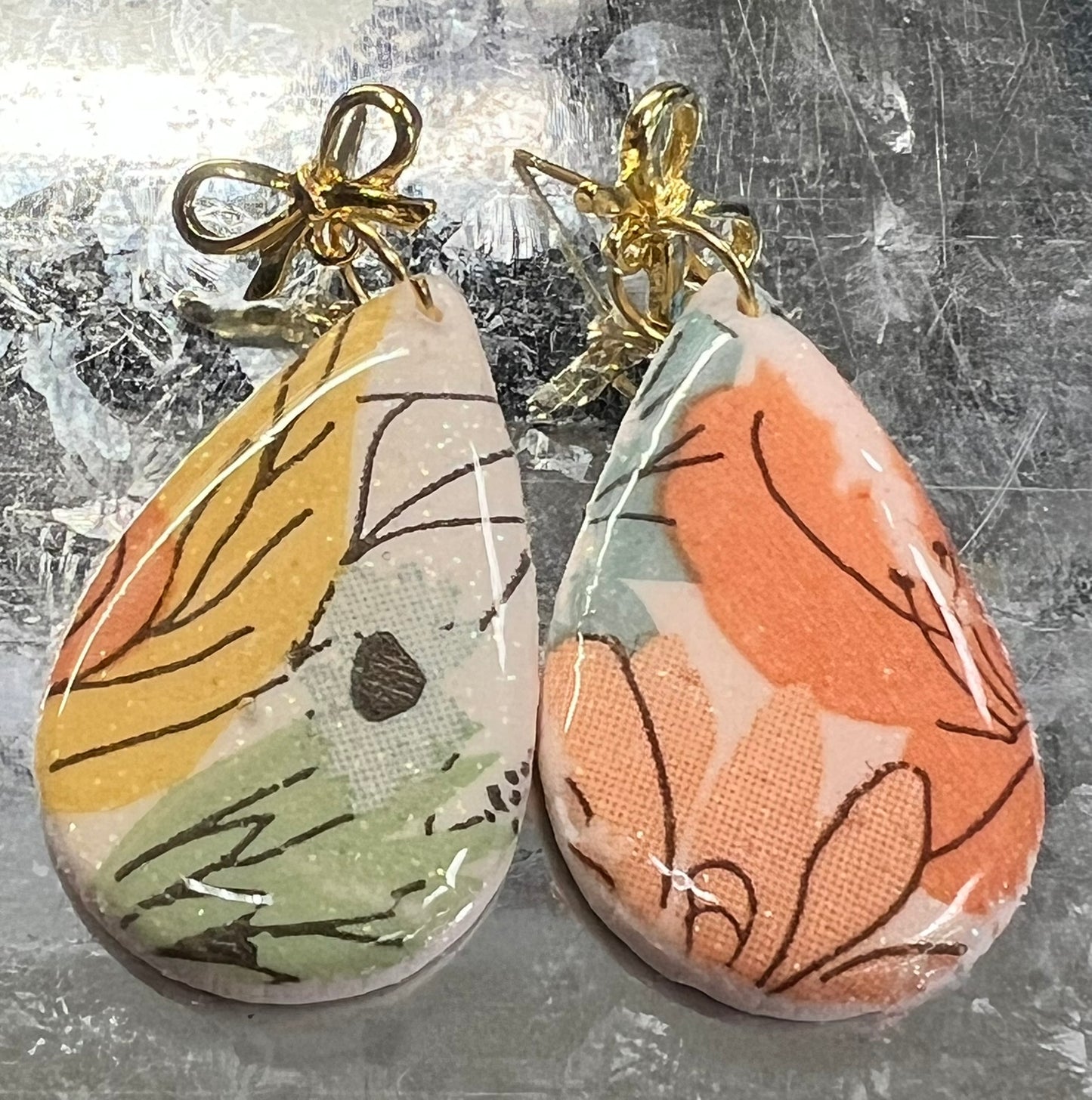 Abstract Floral Teardrop Earrings