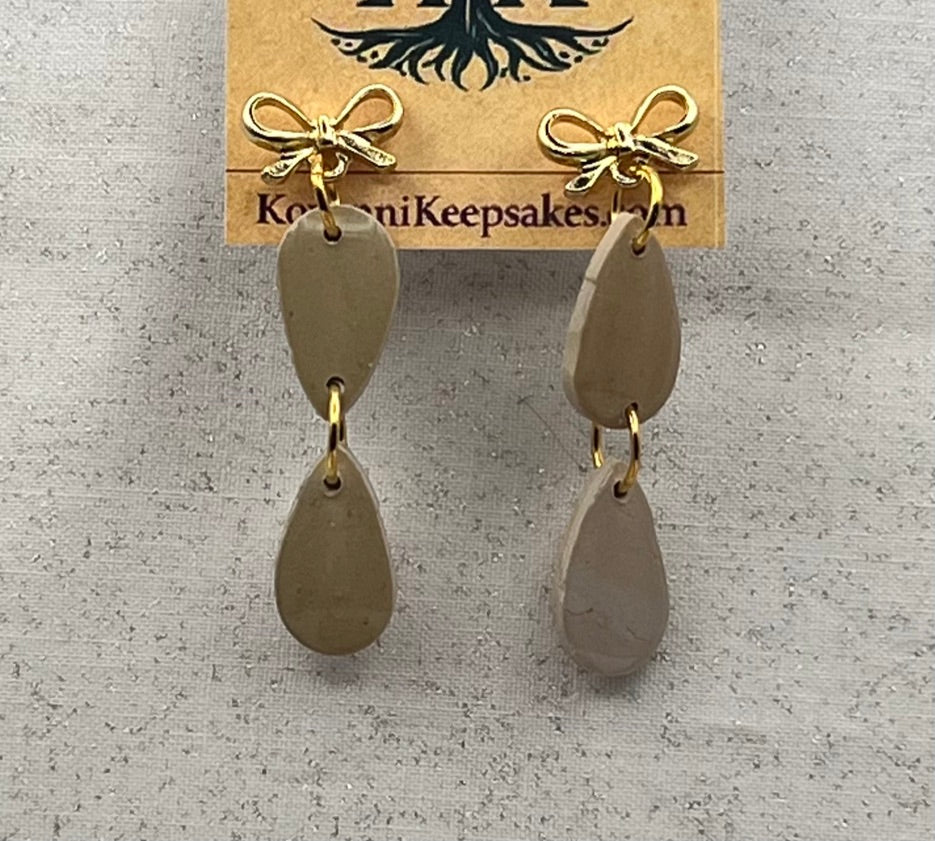Gold Bow Double‑Drop Earrings