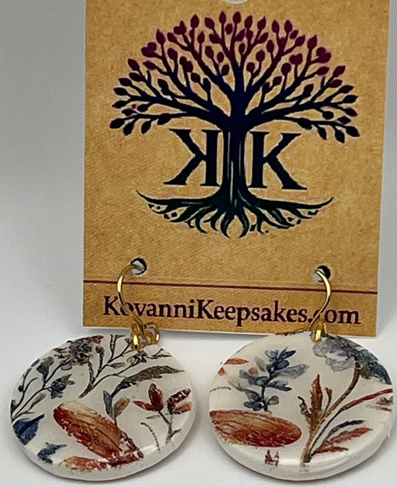 Butterfly & Botanical Round Earrings