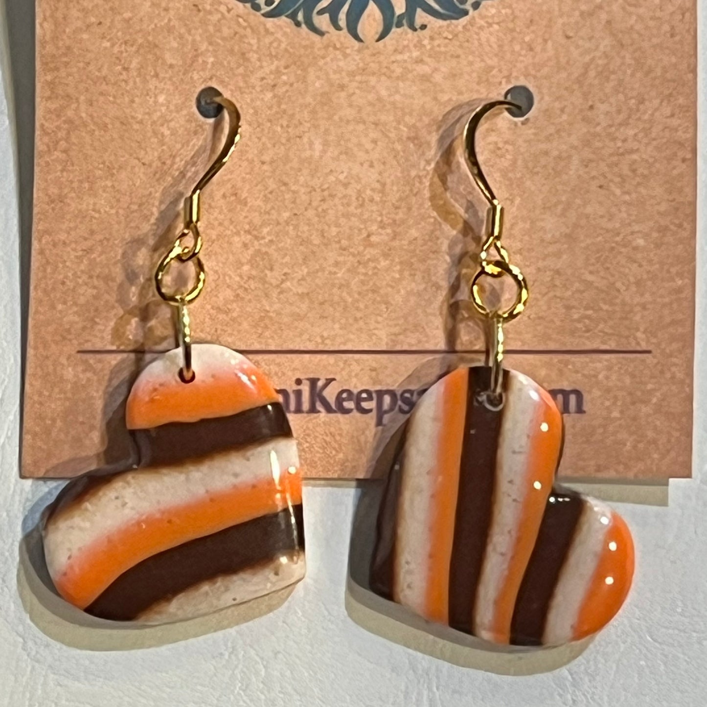 Browns‑Inspired Heart Earrings