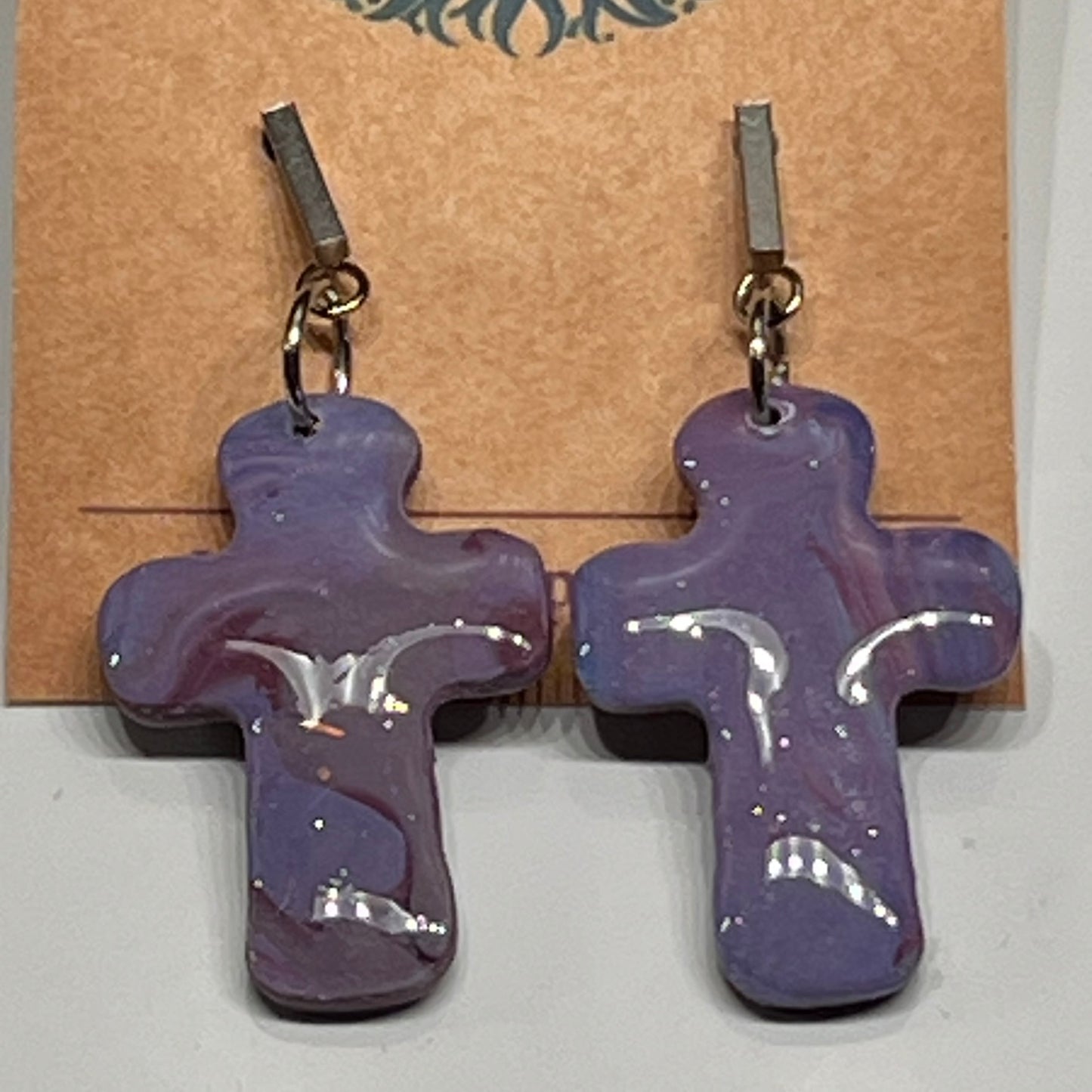 Purple Cross Dangles