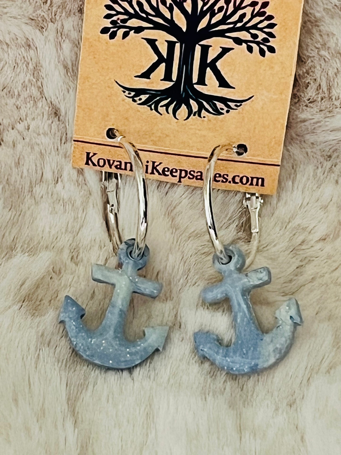 Blue Anchor Clay Earrings