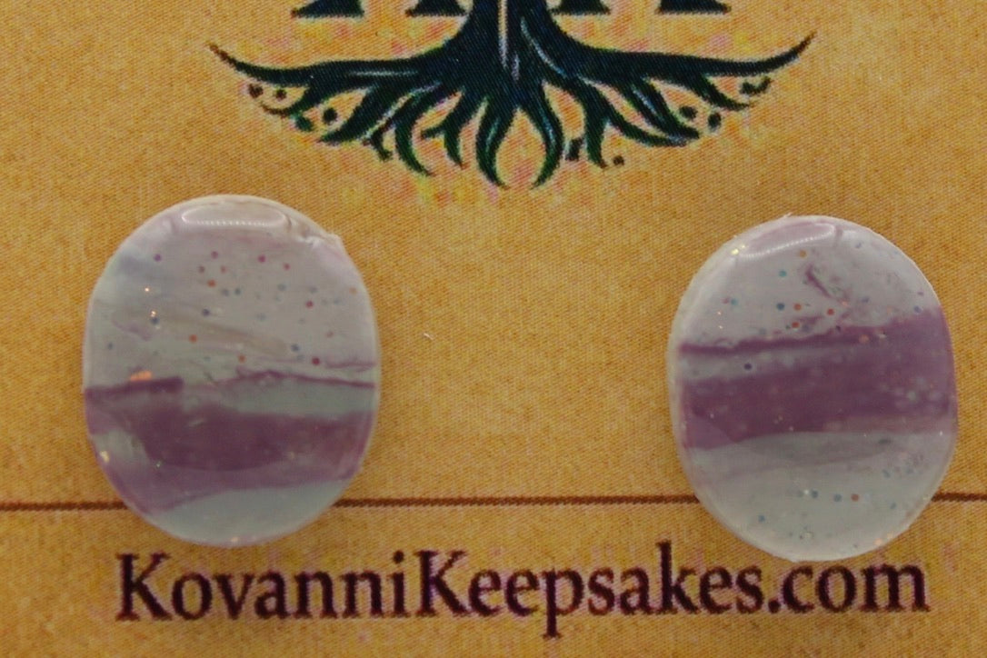 Soft Green & Lavender Oval Studs