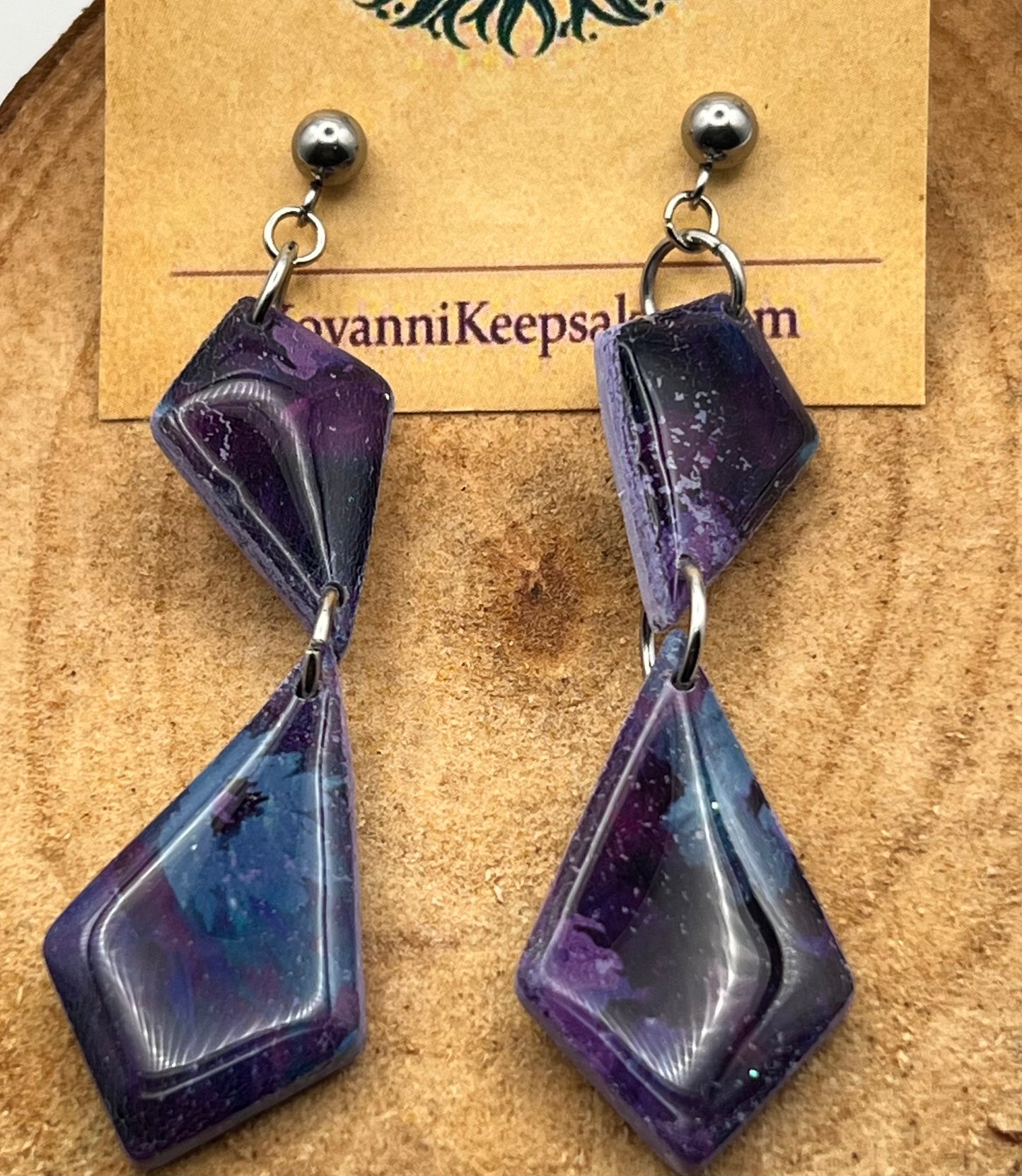 Purple & Blue Twisted Diamond Earrings