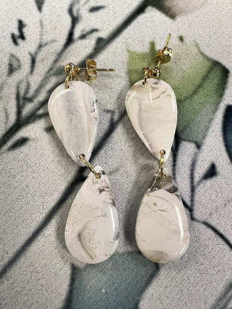 Translucent Double‑Teardrop Clay Earrings