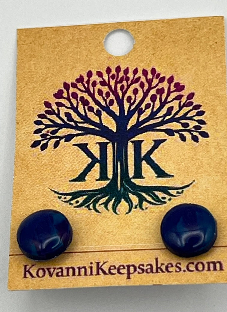 Blue–Purple Clay Stud Earrings