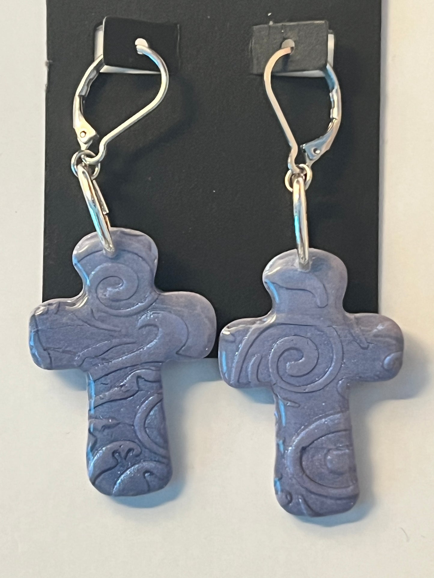 Handcrafted Cross Clay Earrings