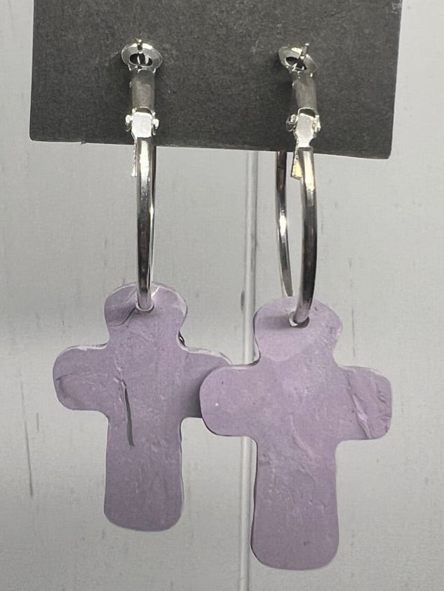 Handcrafted Cross Clay Earrings