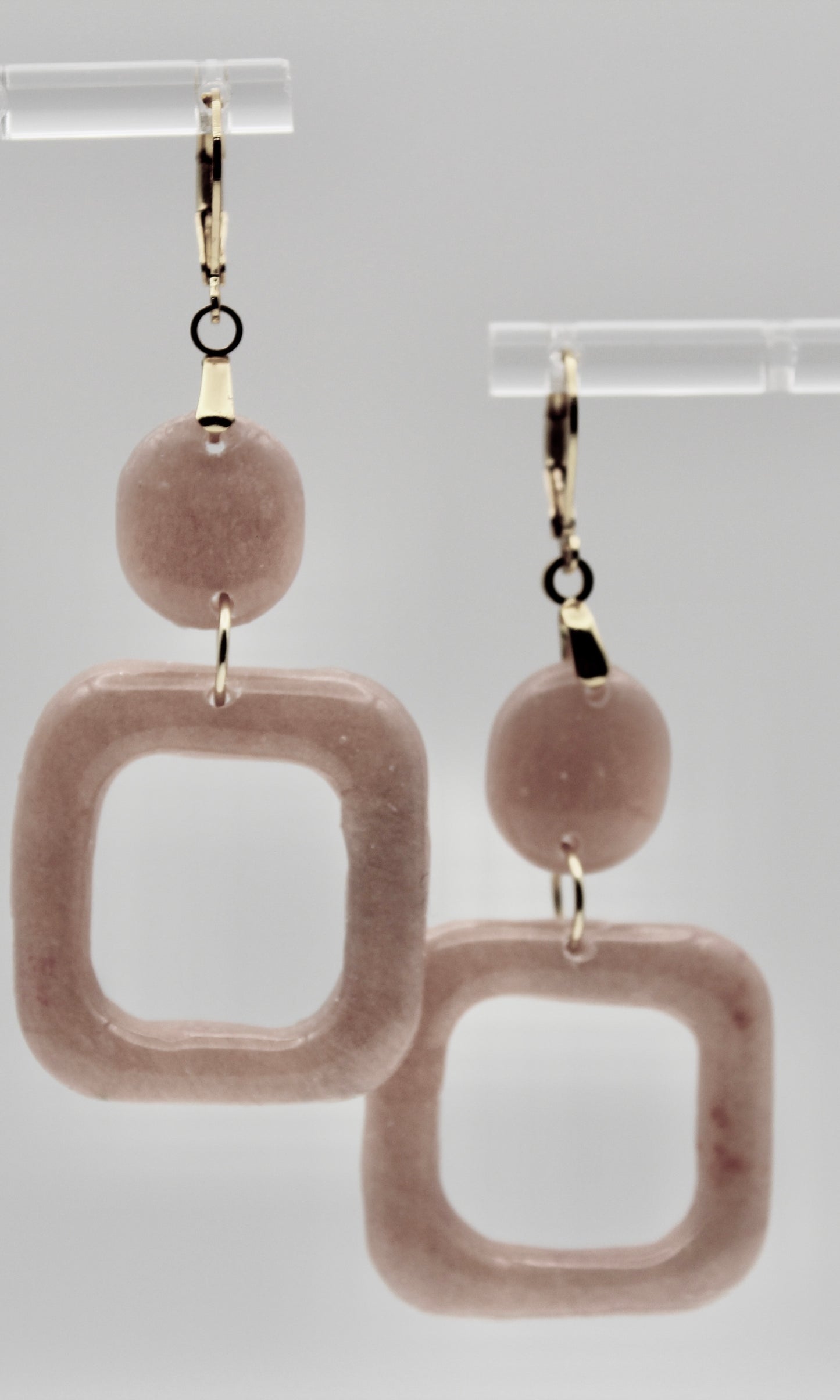 Peach Geometric Dangle Earrings
