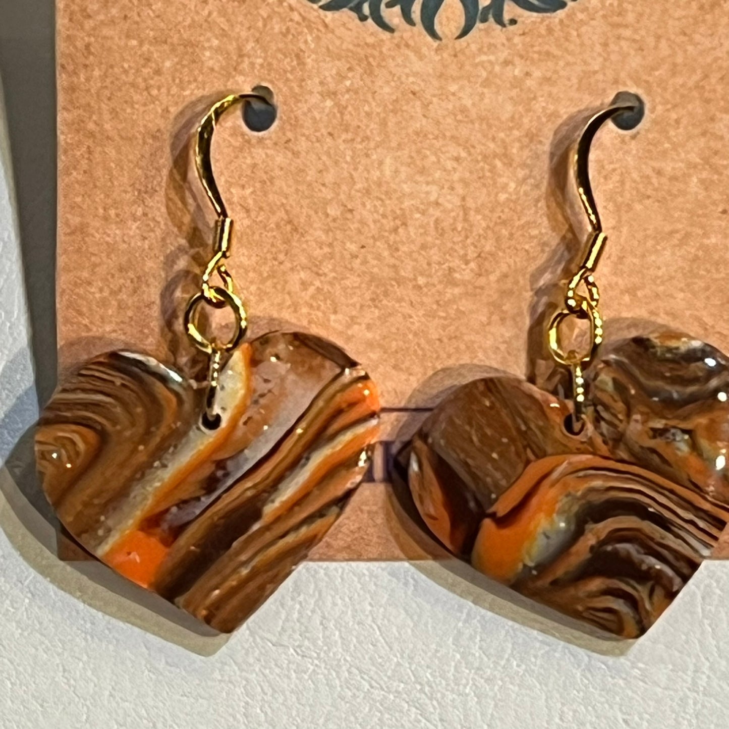 Browns‑Inspired Heart Earrings