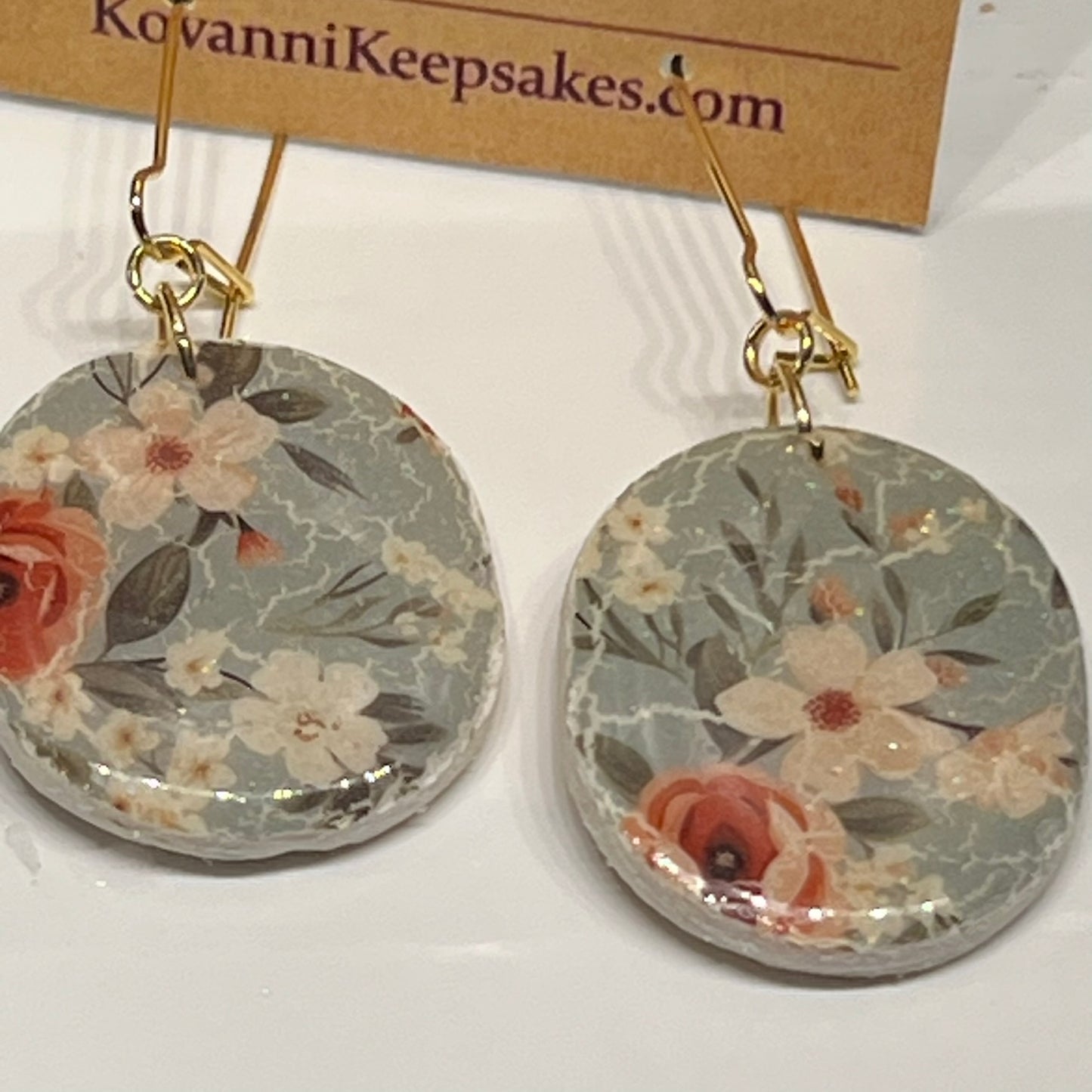 Soft Green Floral Dangles