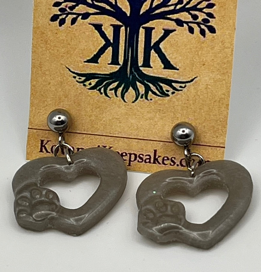Heart Paw Dangle Earrings