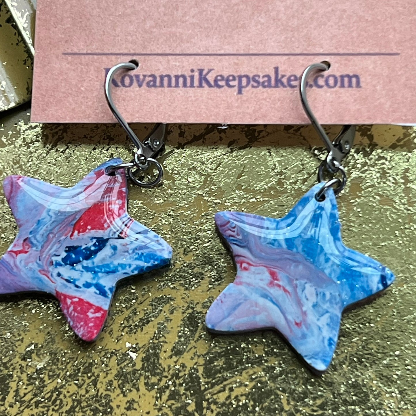 Marbled Star Dangle Earrings