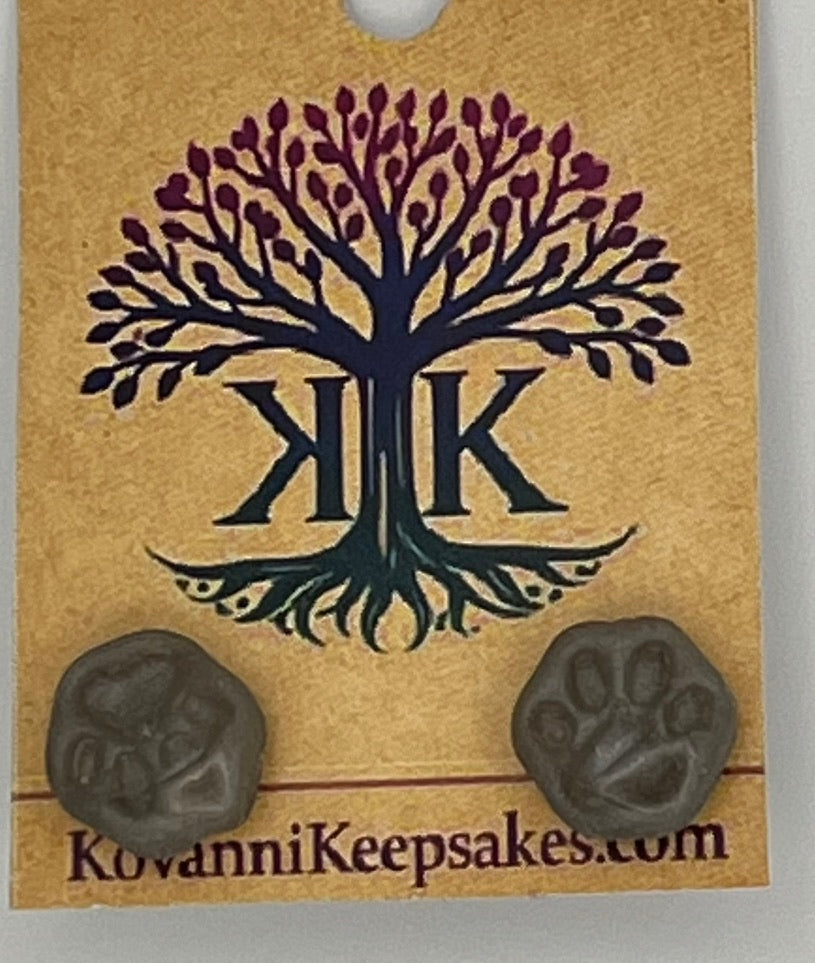 Paw‑Print Clay Stud Earrings