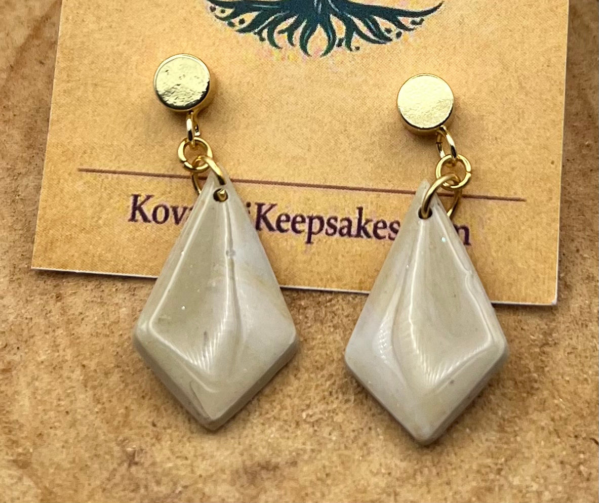 Diamond Drop Neutral Clay Earrings