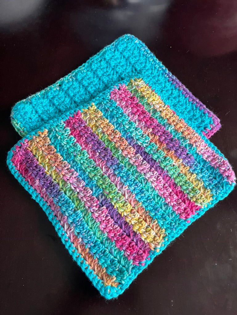 🧶 Hand‑Crocheted Washcloths — 100% Cotton