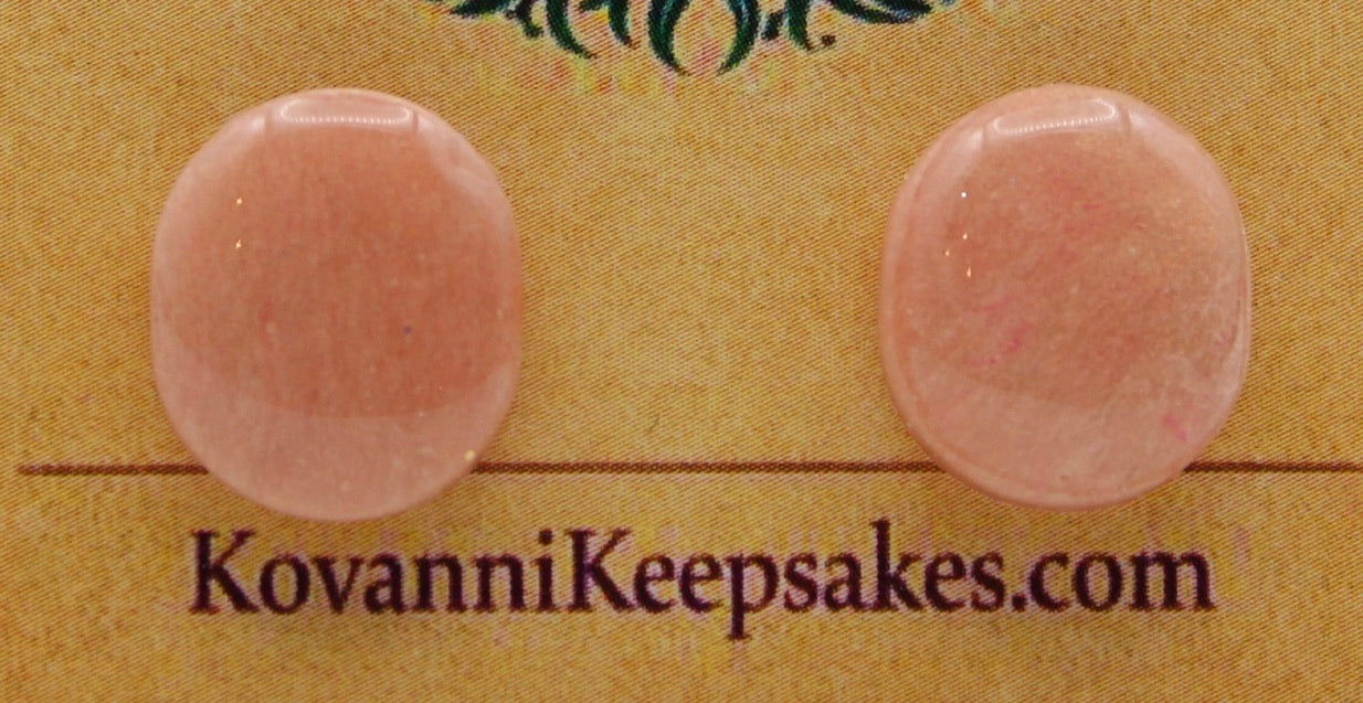 Soft Peach Oval Studs