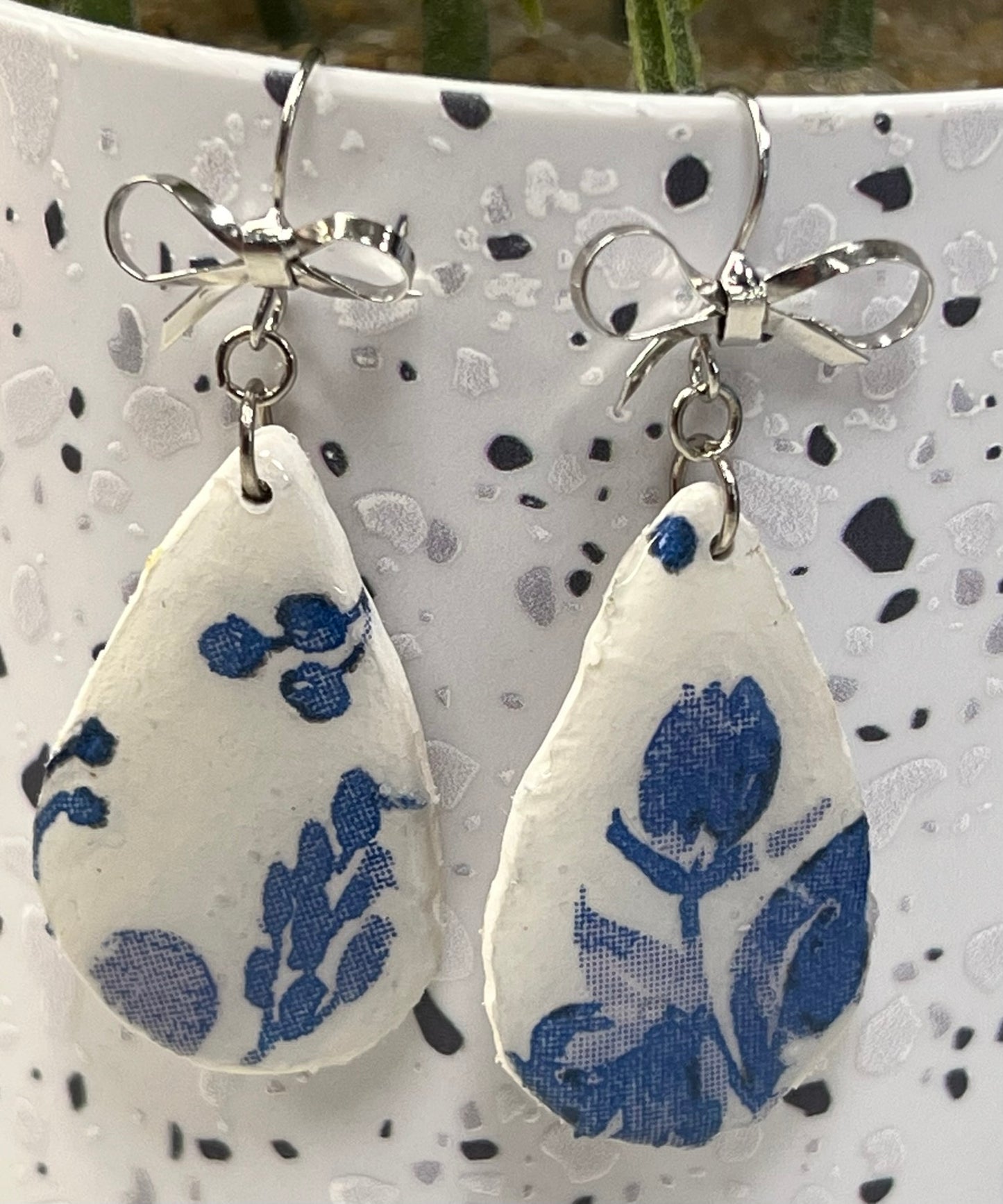 Blue Floral Teardrop Earrings