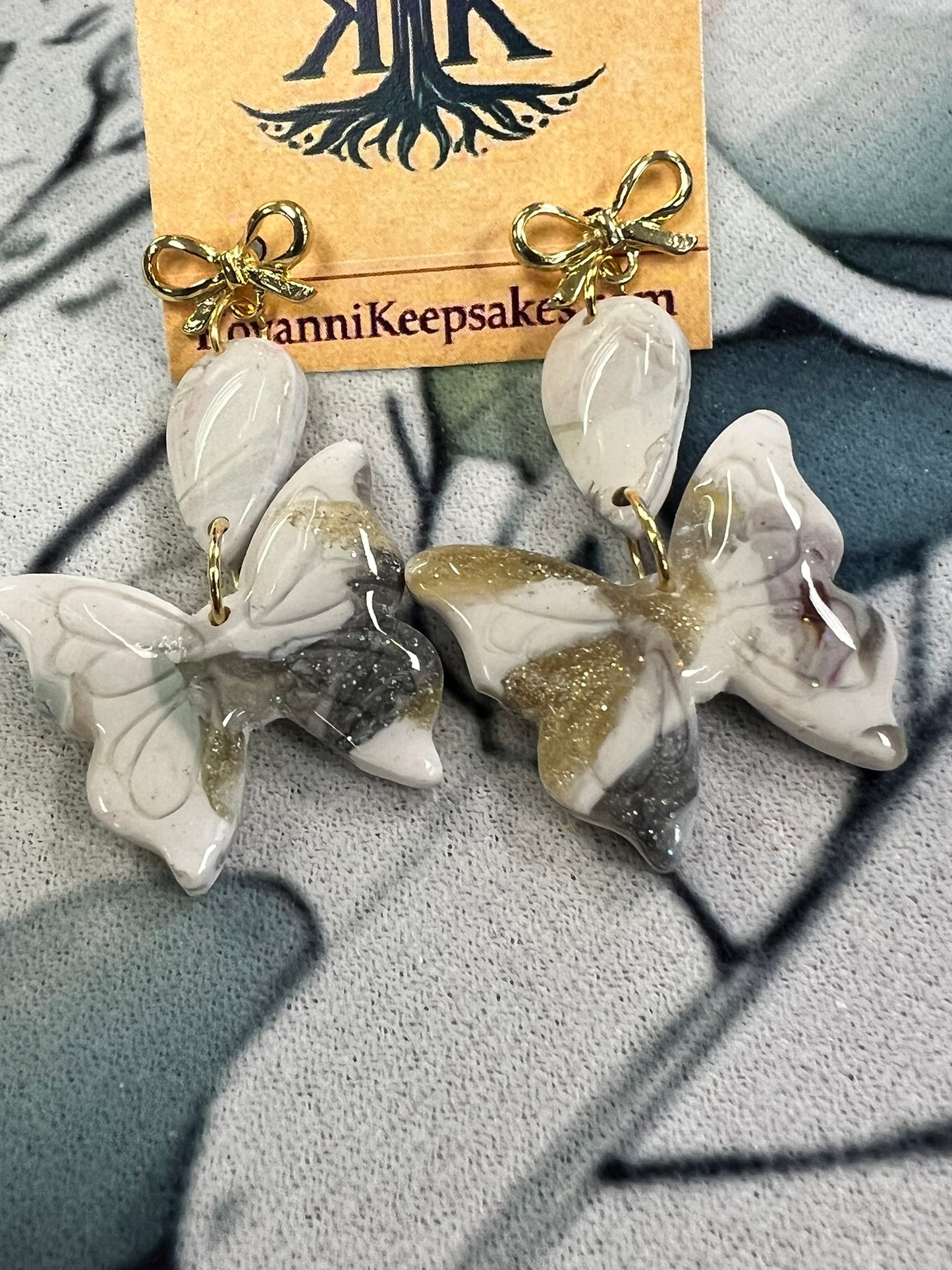 Marbled Butterfly Dangle Earrings