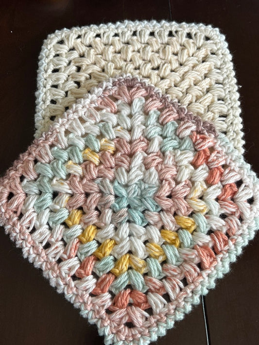 🧶 Hand‑Crocheted Washcloths — 100% Cotton