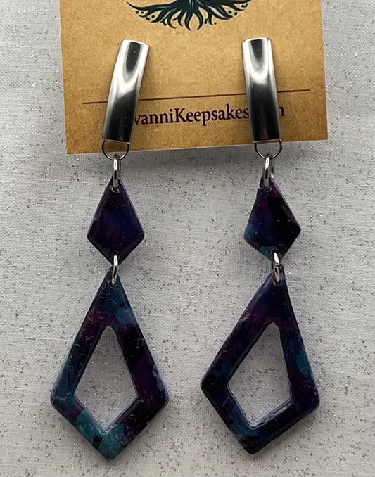 Marbled Geometric Dangle Earrings