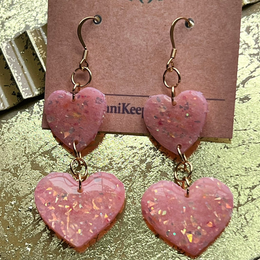 Iridescent Heart Dangle Earrings