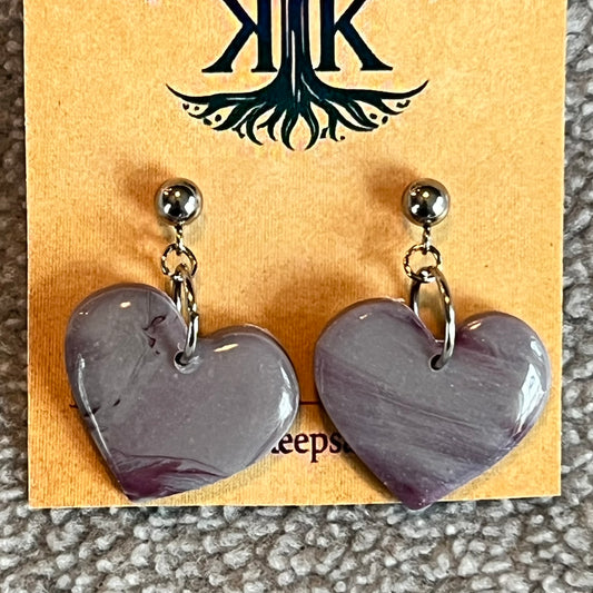 Handcrafted Heart Clay Earrings