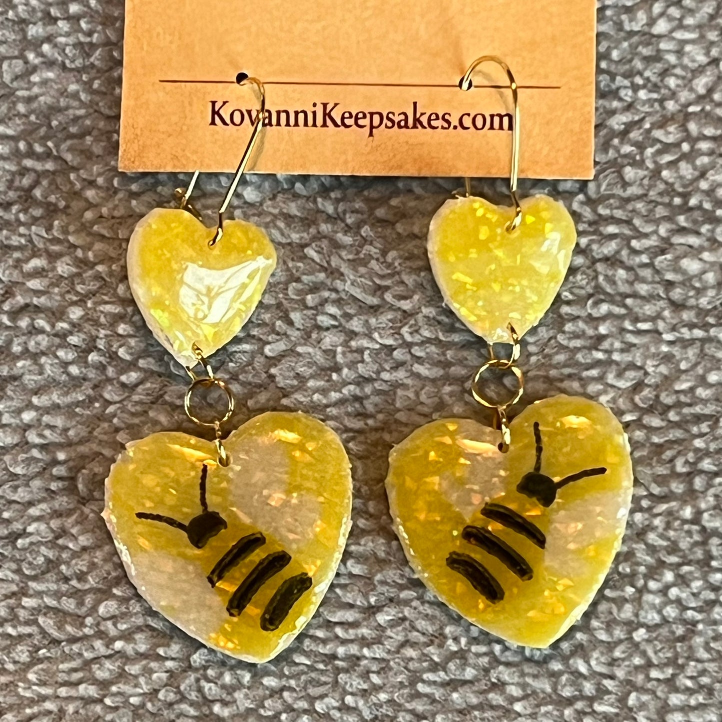 Bee Heart Dangle Earrings