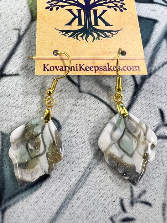 White, Gray & Translucent Clay Dangle Earrings