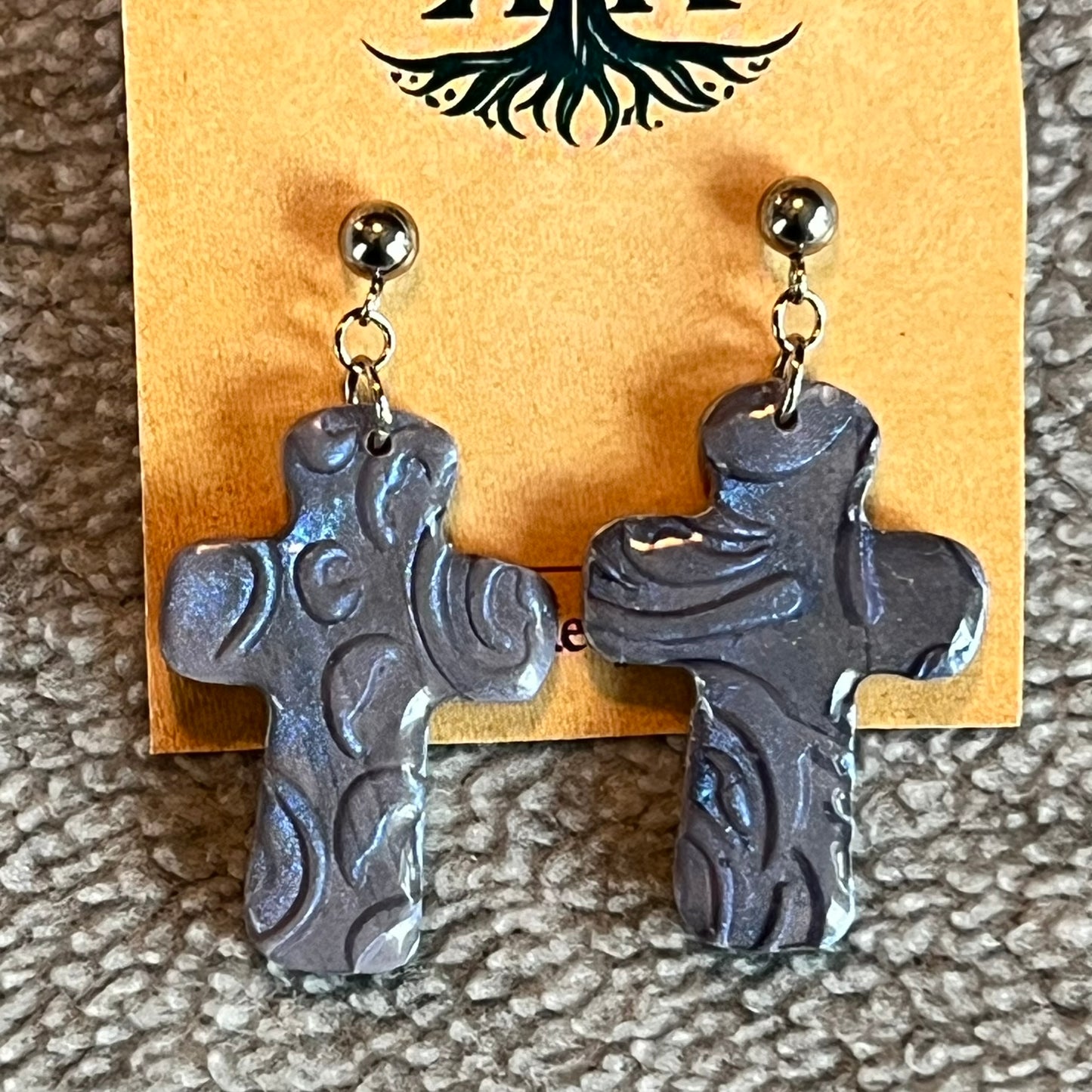 Textured Metallic Cross Post Earrings