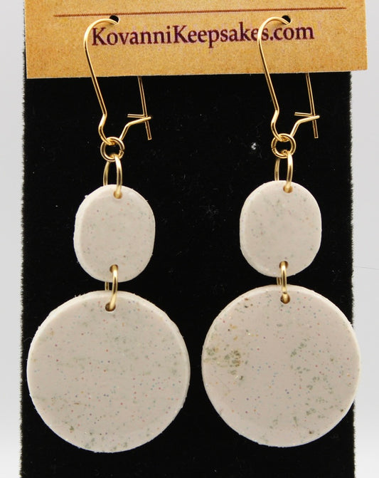White Speckled Oval‑and‑Round Earrings