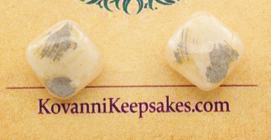 Beige, Black & Brown Marbled Square Studs