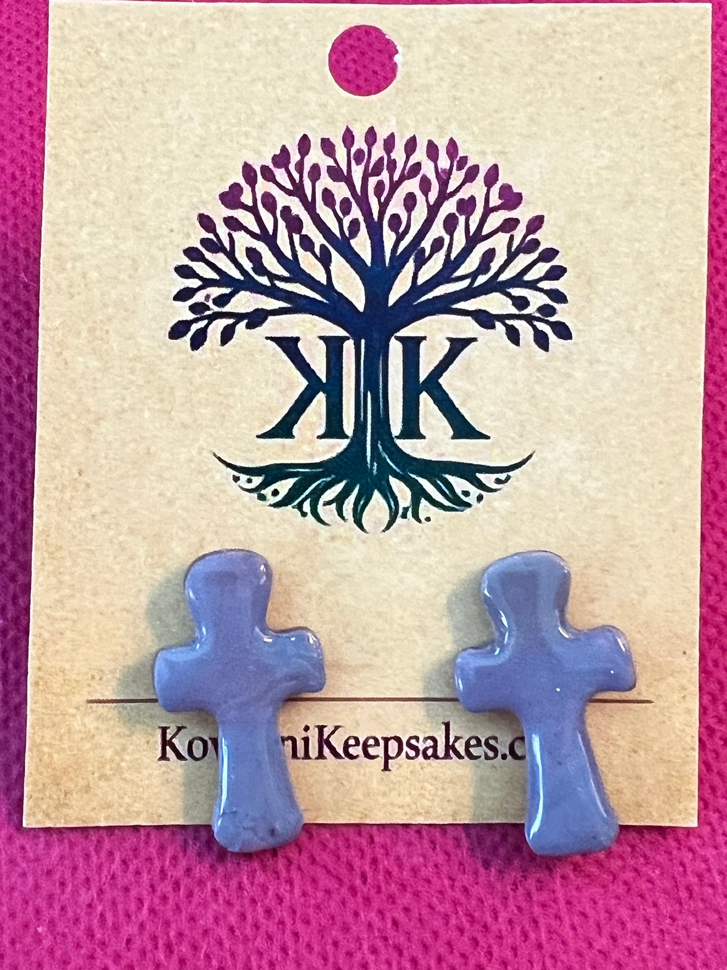 Purple Cross Stud Earrings