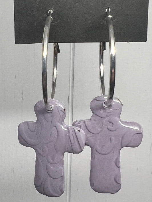 Handcrafted Cross Clay Earrings