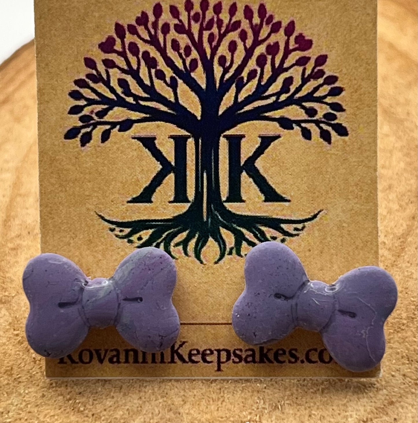 Purple Bow Stud Earrings
