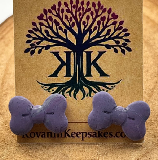 Purple Bow Stud Earrings