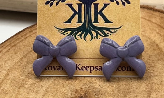 Purple Bow Stud Earrings