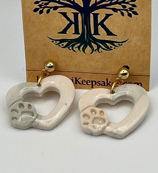 Heart Paw Dangle Earrings