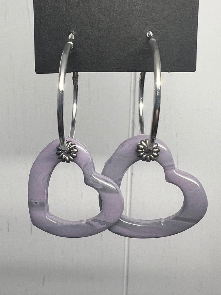 Handcrafted Heart Clay Earrings