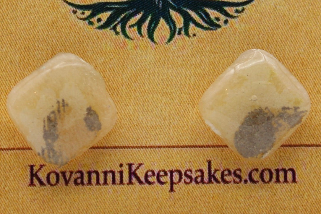 Beige, Black & Brown Marbled Square Studs