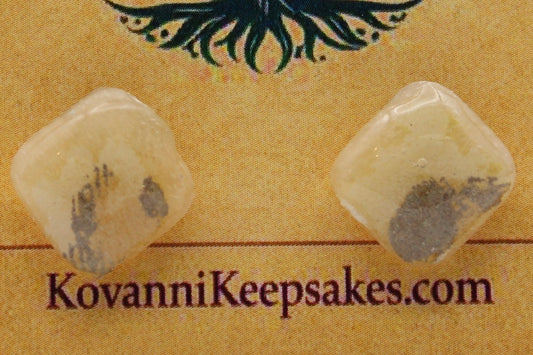 Beige, Black & Brown Marbled Square Studs