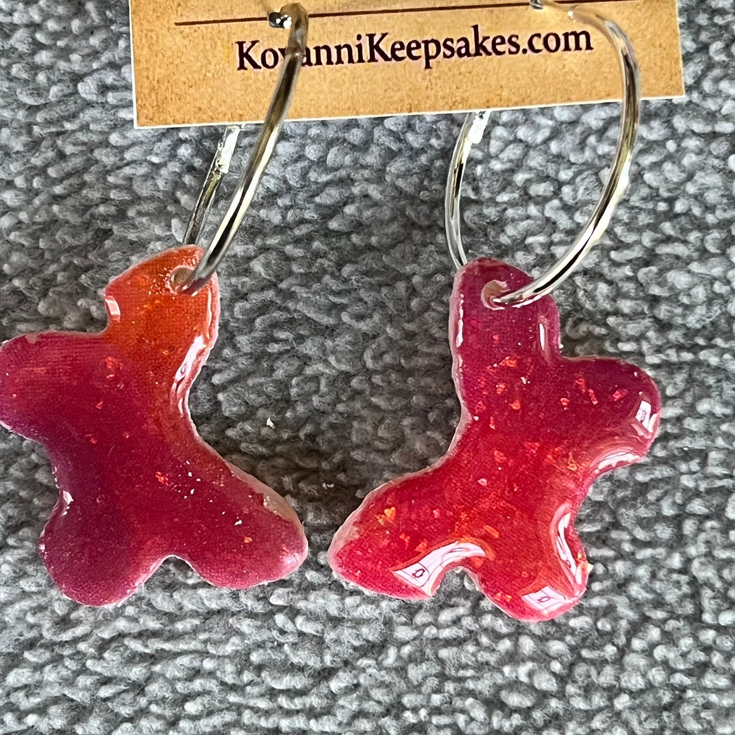 Red‑Orange Glitter Butterfly Hoops