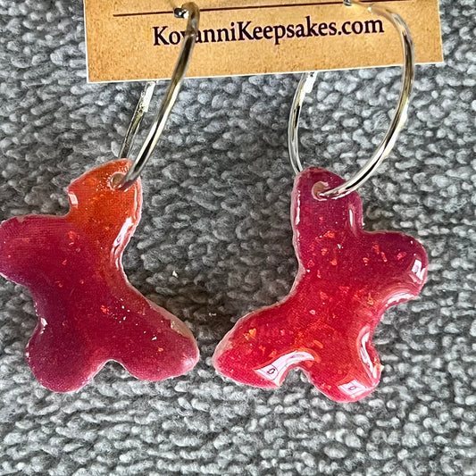 Red‑Orange Glitter Butterfly Hoops