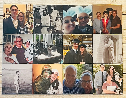 12 Pack of 3" Square Personalized Photo Magnets