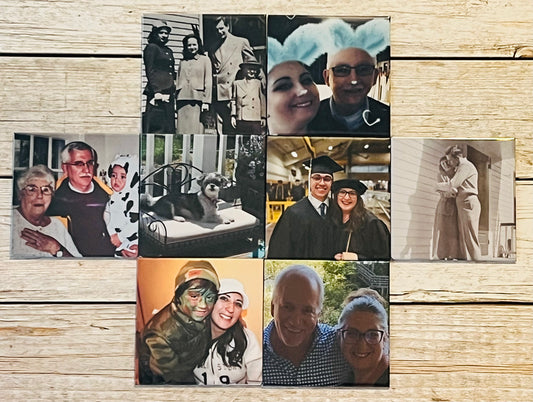 8 Pack of 3" Square Personalized Photo Magnets